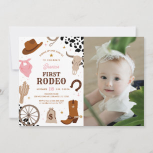 Invitation Première Rodéo Wild West Girl photo d'anniversaire