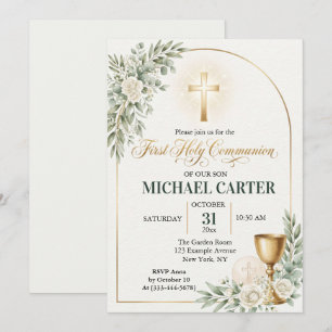 Invitation Première Sainte Communion Arc Doré avec