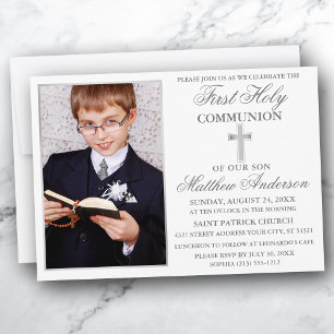 Invitation Première Sainte Communion Argent Frame photo