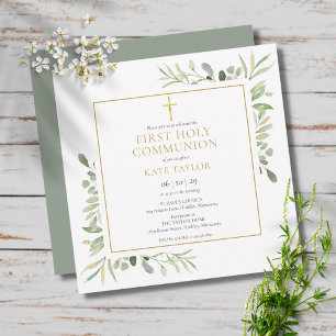 Invitation Première Sainte Communion Carré de verdure à l'aqu
