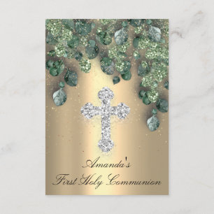 Invitation Première Sainte Communion Croix Or Evénement Chrét