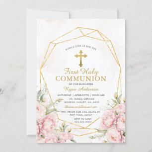 Invitation Première sainte communion des Roses géométriques