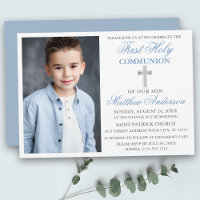 Première Sainte Communion Dusty Blue Silver Photo