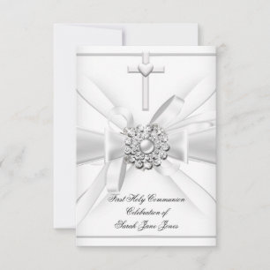 Invitation Première Sainte Communion Fille Croix Blanche Arge