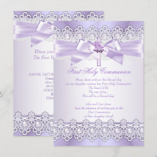 Invitation Première Sainte Communion Filles Lilac Lavender vi