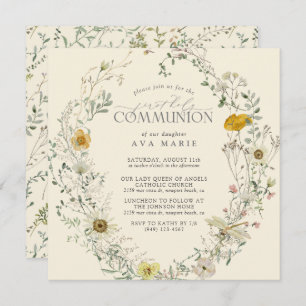 Invitation Première Sainte Communion Fleur sauvage été automn