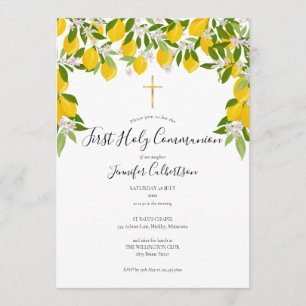 Invitation Première Sainte Communion Floral Lémons Verdure 
