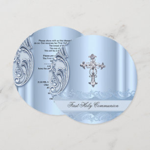 Invitation Première Sainte Communion garçon Bleu Confirmation