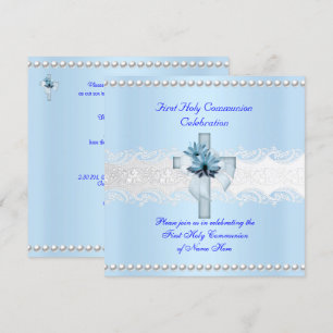 Invitation Première Sainte Communion Garçon Dentelle Blanche