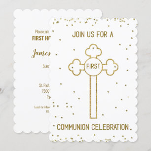 Invitation Première Sainte Communion Gold Look Cro