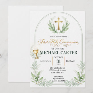Invitation Première Sainte Communion Lily Valley Gold Arch In