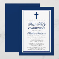 Première Sainte Communion Marine Bleu Argent