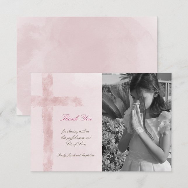 Invitation Première sainte communion merci aquarelle (Devant / Derrière)