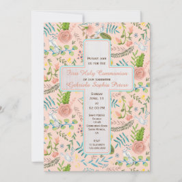 Invitation Première sainte communion modèle floral | Invitati