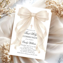Invitation Première Sainte Communion Nœud Perles