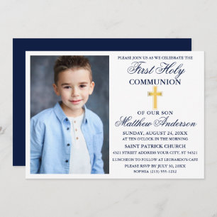 Invitation Première Sainte Communion Photo Marine Croix Bleue