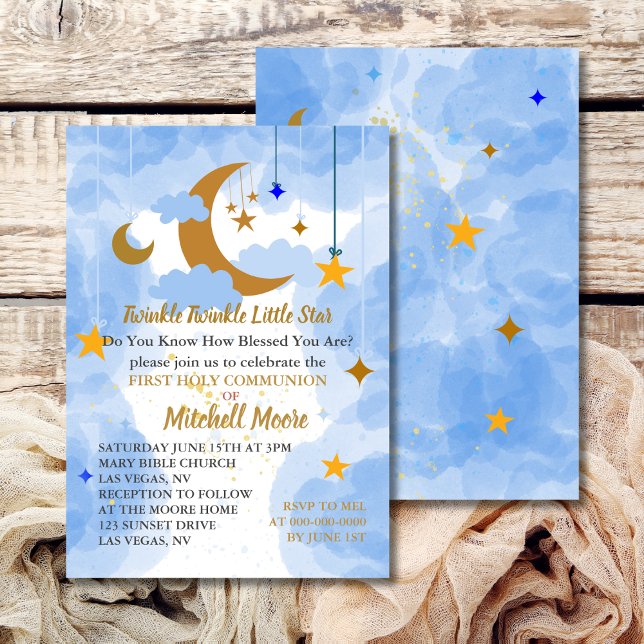 Invitation Première Sainte Communion Photo Twinkle Little Sta (Créateur téléchargé)