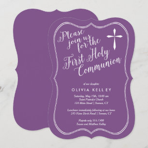 Invitation Première Sainte Communion Tag Cadre et Croix, viol
