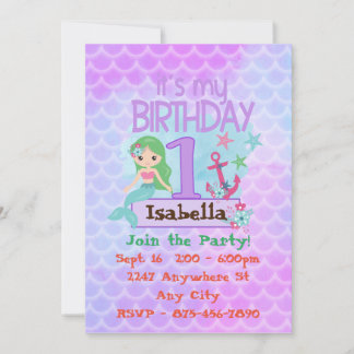 Invitation Première Sirène d'anniversaire