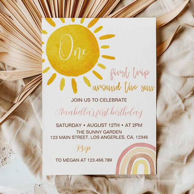 Invitation Première Visite Autour Du Soleil 1Er Anniversaire  (Créateur téléchargé)