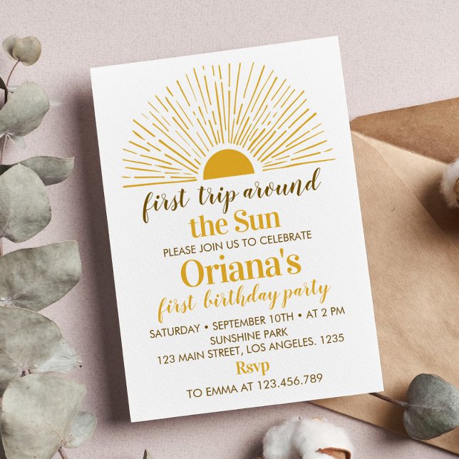 Invitation Première Visite Autour Du Soleil 1Er Anniversaire  (Créateur téléchargé)