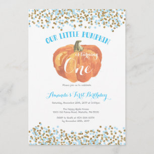 Invitation Premiers bleu et or d'invitation d'anniversaire de