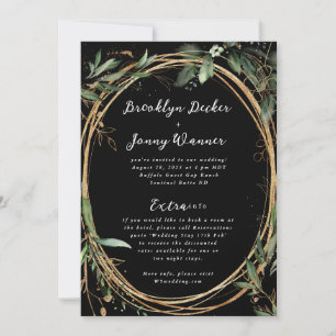 Invitation Premium Black Gold Eucalyptus Détails Retour Maria