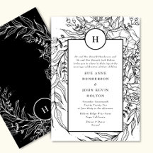 Premium Elegant Monogramme blanc Wreath noir