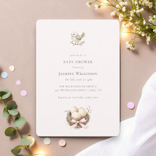 Invitation préparer le baby shower minimal d'aquarelle rose n