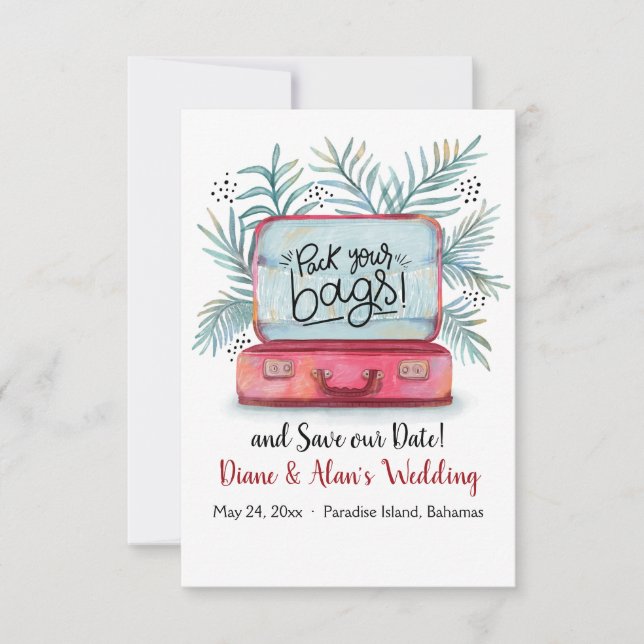 Invitation Préparez Vos Bagages Annonce de sauvegarde de la d (Devant)