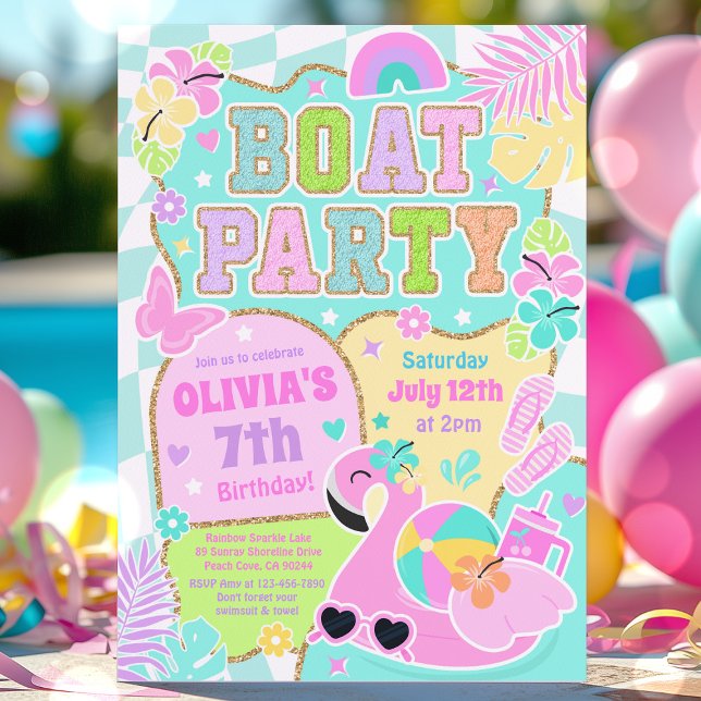 Invitation Preppboat Birthday Party Lake BBQ Boat Party (Créateur téléchargé)