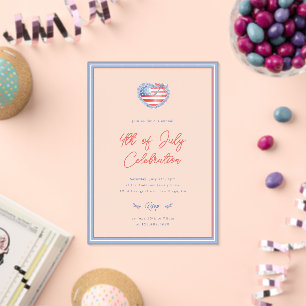 Invitation préppy aquarelle arcs 4 juillet