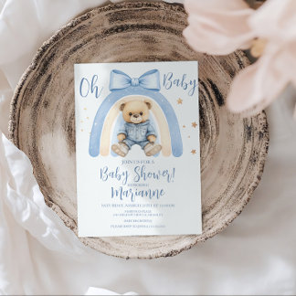 Invitation Preppy Bear Boy Casual Baby Shower