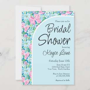 Invitation Preppy Blue et rose nuptiale Douche