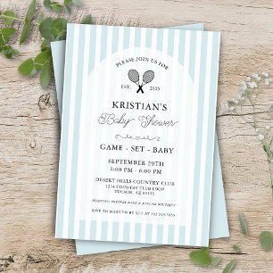 Invitation Preppy Blue Tennis Country Club Baby shower