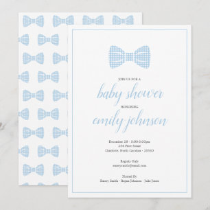 Invitation Preppy En vichy Bow Cravate Baby Boy Shower Invita