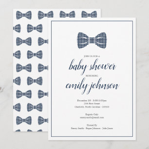 Invitation Preppy En vichy Bow Cravate bébé garçon douche Inv