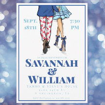 Preppy Fashion Illustration Engagement Parti Marin