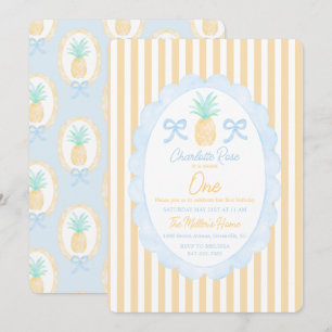 Invitation Preppy Girls Été Ananas Premier anniversaire
