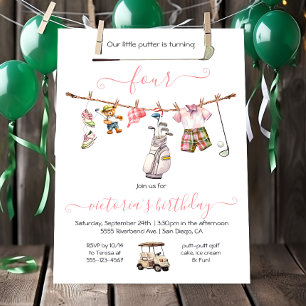 Invitation Preppy Golf fille fête d'anniversaire
