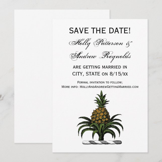 Invitation Préppy Heraldique Ananas couleur crête WT (Devant / Derrière)