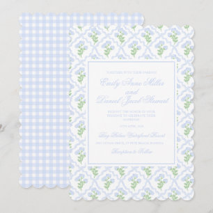 Invitation Preppy Hydrangea Watercolor Trellis Mariage