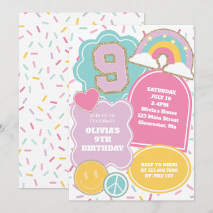 Invitation Preppy Patch 9e anniversaire