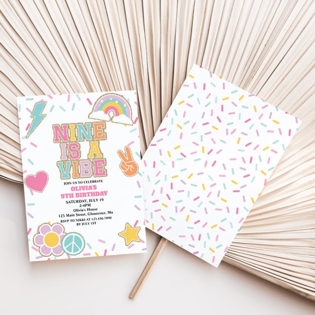 Invitation Preppy Patch Nine est un Vibe 9TH Birthday (Créateur téléchargé)