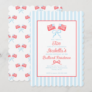 Invitation Preppy Patriotic 4 juillet deuxième anniversaire