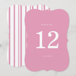 Invitation Preppy Peony Pink Chic Die Cut Wedding Table Numbe