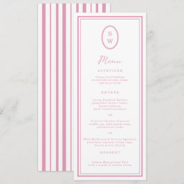 Invitation Preppy Peony Pink Chic Monogram Wedding Menu Card