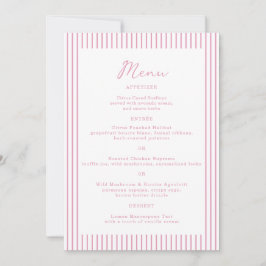 Invitation Preppy Peony Pink Chic Monogram Wedding Menu Card