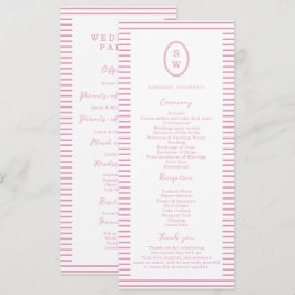 Invitation Preppy Peony Pink Chic Wedding Program Card