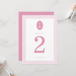 Invitation Preppy Peony Pink Chic Wedding Table Number Card